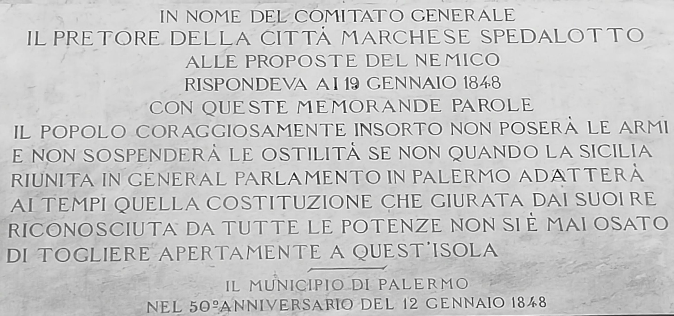 Palermo lapide commemorativa dell'insurrezione del 1848