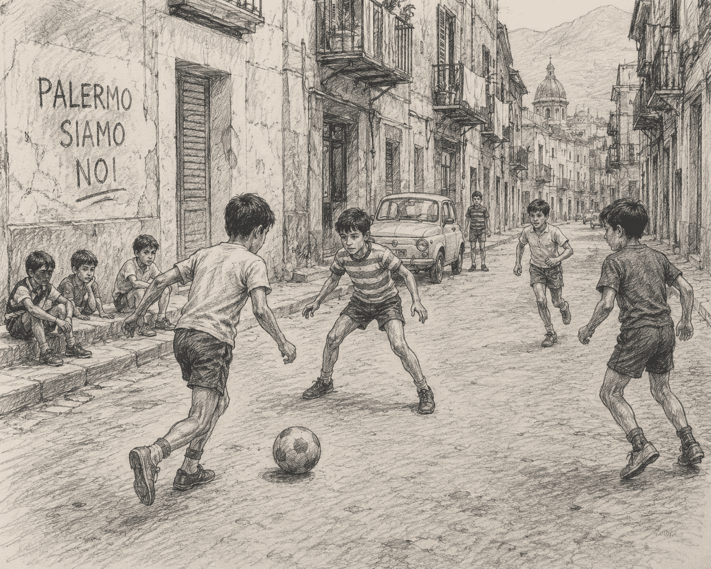 La partita a pallone per strada