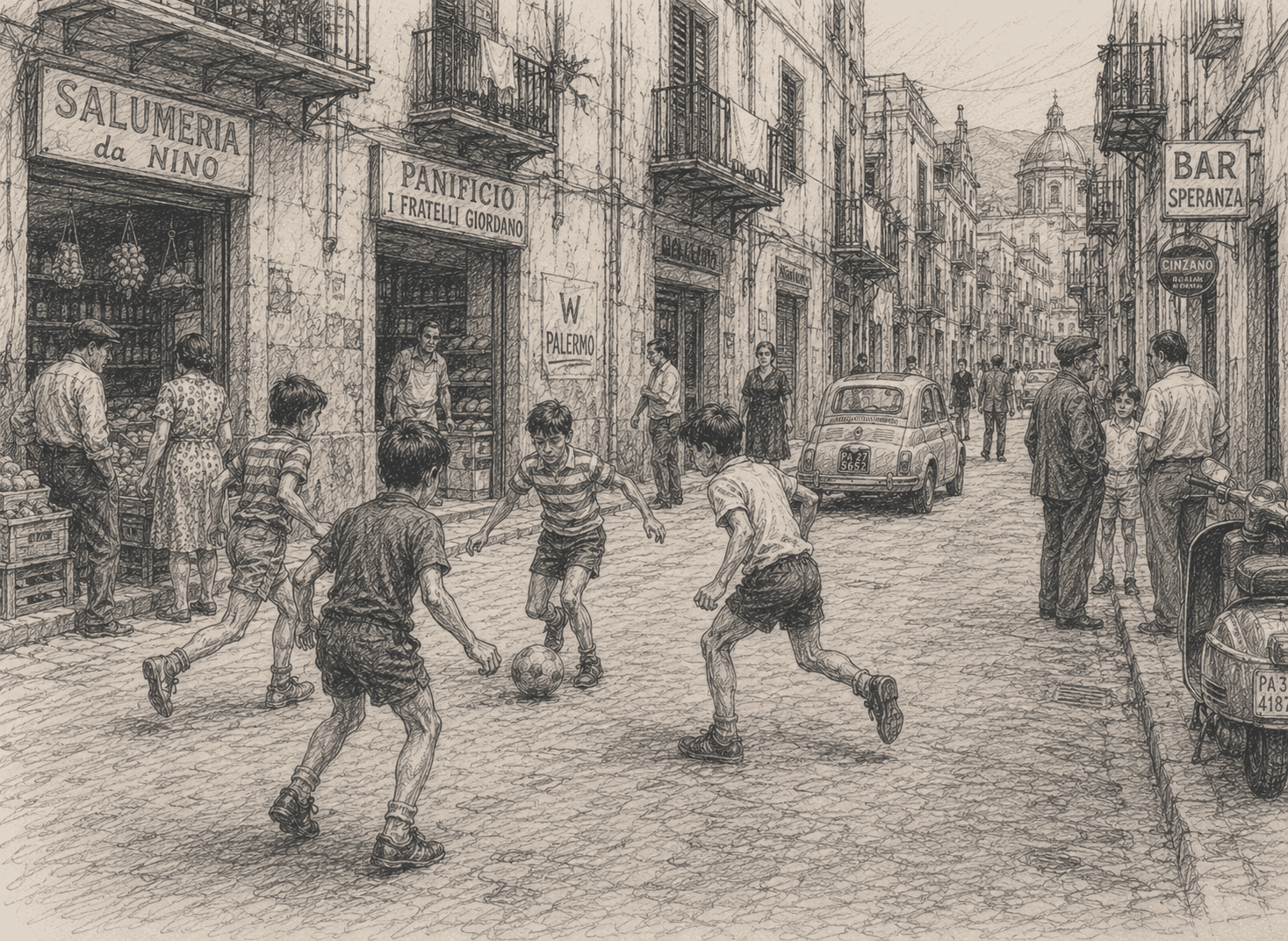 La partita a pallone per strada