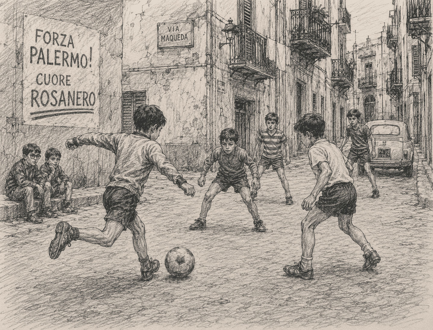 La partita a pallone per strada