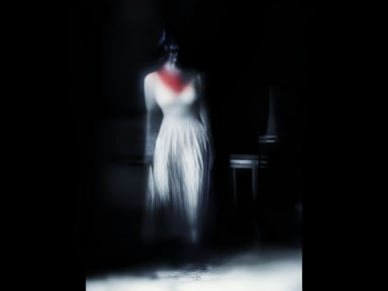 Raffigurazione immaginaria del fantasma della donna in bianco al Tribunale di Palermo